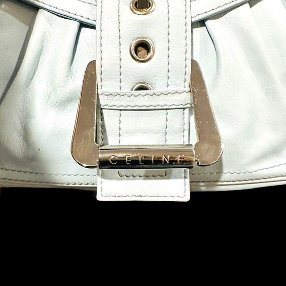 CELINE w/COA Light Tiffany Blue Shoulder Bag Hobo Luxury Leather Purse Bag w/ C - Picture 10 of 13